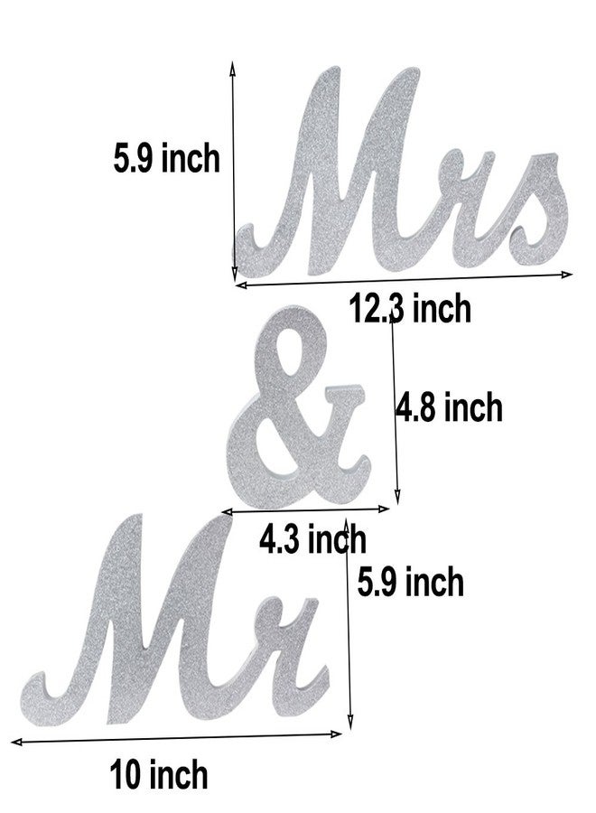 Amajoy Large Vintage Silver Glitter Mr & Mrs Wooden Letters Wooden Sign for Wedding Decoration Home Decoration Table Decoration - Image 2